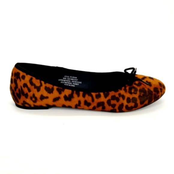 French Connection Womens Diana Vegan Suede Ballet Flats Shoes Leopard‎ 7 New - Picture 1 of 10